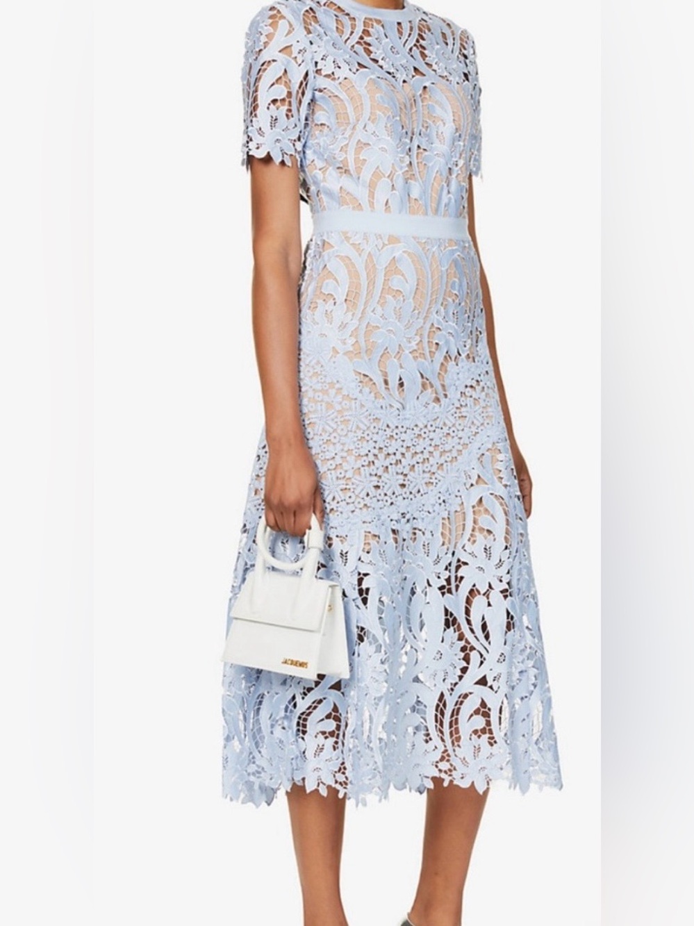 NWT Self-Portrait Prairie Guipure Lace Midi Dress – Powder Blue - Picture 4 of 4